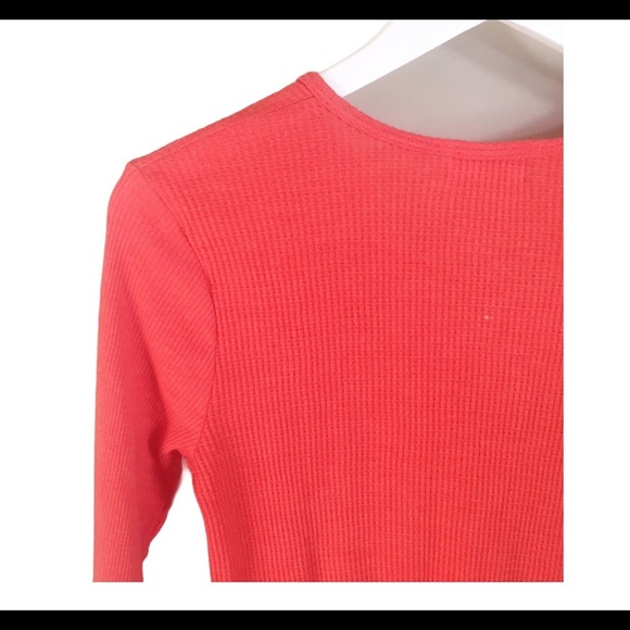 T.LA. Anthropologie Waffle Knit Henley Tunic Top With V Cut Orange Sz XS - Picture 11 of 14
